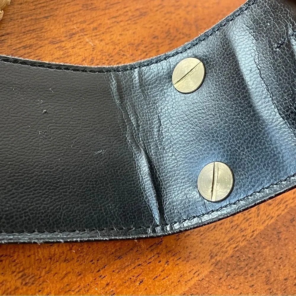 Bon Soir Made In France Belt Black with Large Silver and Gold Claw Buckle Large